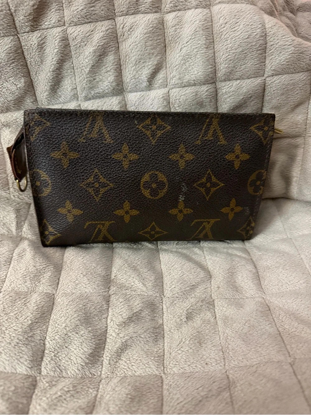 Louis Vuitton Brown Monogram Coated Canvas Pouch w/D-Ring To Attach A Strap